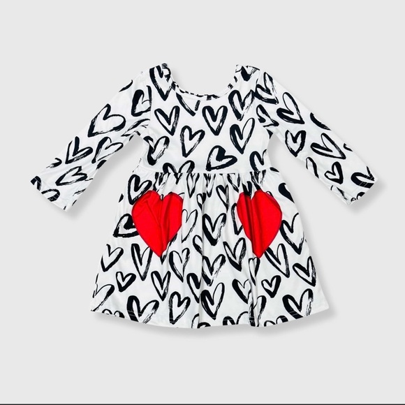 Other - ❤️❤️Heart Patterned Dress with Red Accents -NEW- multiple sizes- Boutique